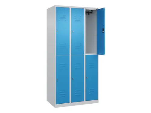 dubbeldekse locker,HxBxD 1850x900x500mm,3x2vak.,vak B 300mm,cil.-slot
