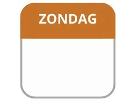 LabelLORD PL Dagetiket Zondag 25x25mm Bruin Flushlabel 1000 stuks