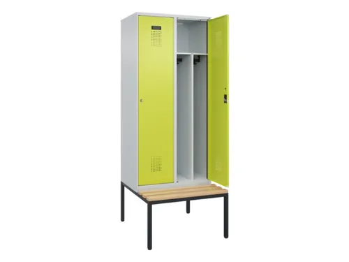 locker met bank,voor scheiding van kleding,HxBxD 2120x800x815mm,2vak