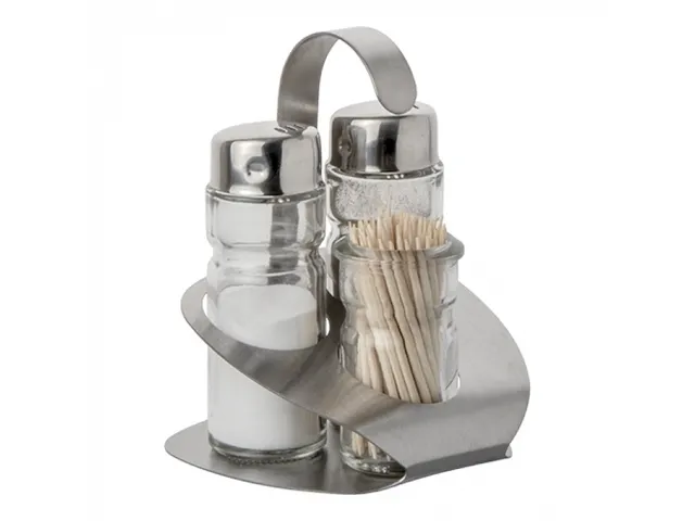 Menage rvs 3-delig peper/zout/tandenstoker