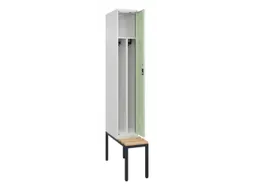 locker met bank,voor scheiding van kleding,HxBxD 2120x300x815mm,1vak