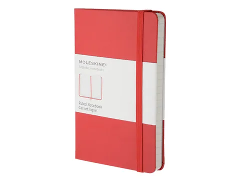 Notitieboek Moleskine pocket 90x140mm lijn hard cover scarlet red
