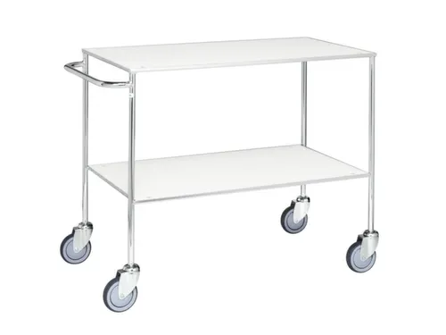 Tafelwagen,Draagverm. 150Kg,2Xstaalplaat,Staaletage,Zilverkleurig