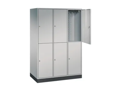 Dubbeldekse garderobekast,HxBxD 1950x1220x600mm,3x2vak.,vak B 360mm