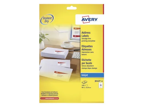 Etiket Avery J8162-10 99.1x33.9mm Inkjet Wit 160 stuks