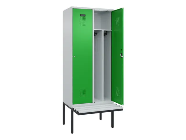 locker met bank,voor scheiding van kleding,HxBxD 2120x800x815mm,2vak