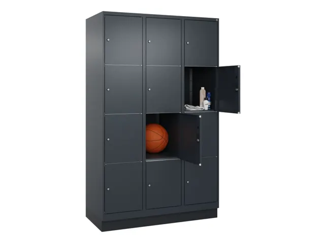 lockerkast,HxBxD 1950x1200x500mm,3x4vakken,vak B 400mm,cil.-slot