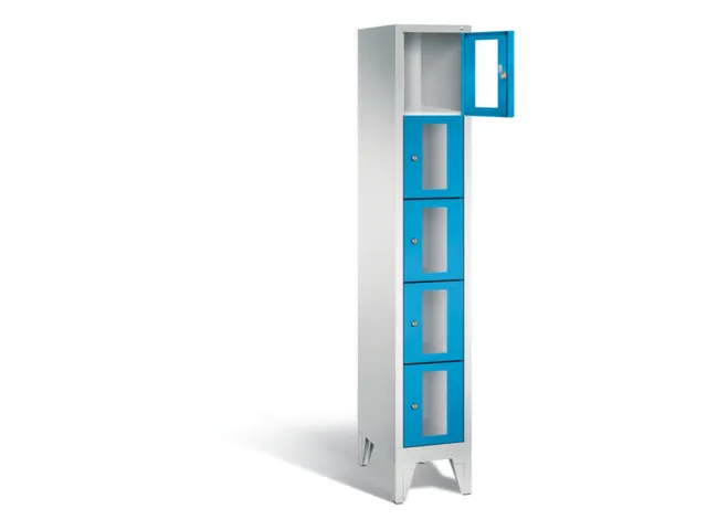 Lockerkast 1850x320x500mm 1x5 vakken Cilinderslot Poten, RAL5012