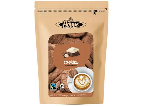 Koekjes Hoppe Cookies fairtrade double chocolate circa 125stuks