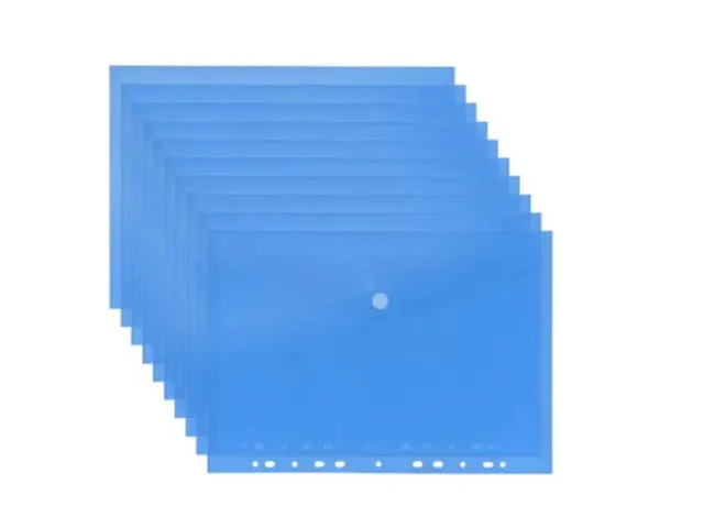 Enveloptas Velcro Sluiting A4 Geperforeerd 11-gaats Blauw 10 Stuks