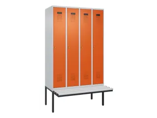 locker met bank,HxBxD 2120x1200x815mm,4vak,vak B 300mm,cilinderslot - 2