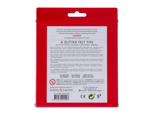 Viltstift Bruynzeel Kids assorti glitter 6 stuks