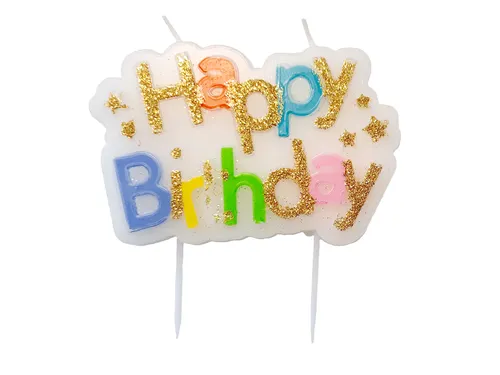 Kaarsje Happy 'Happy birthday' 10.5cm