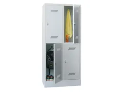 dubbeldekse locker,HxBxD 1850x800x500mm,2x2vak.,RAL7035,front RAL7016