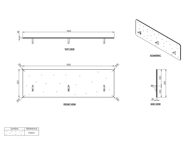 Panneau pour poste de travail assis-debout 180x80cm Noir
