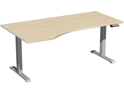 In hoogte verstelbaar bureau in vrije vorm,HxBxD 730-1230x1800x1000mm