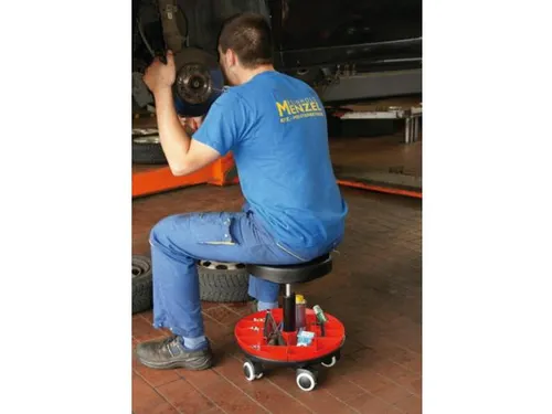 Werkplaatskruk H 420-545mm Pu-schuimzitting Wielen Zwart Gasveer