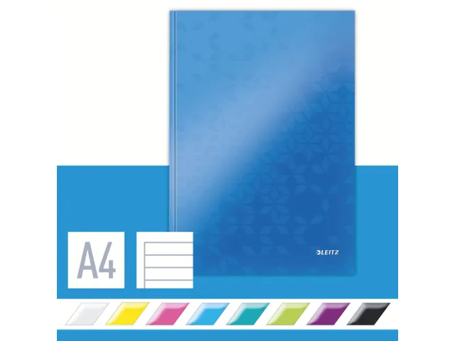 Notitieboek Leitz WOW A4 lijn blauw