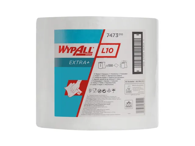 Poetsrol WypAll L10 EXTRA 1-laags 23,5cmx380m 1000vel wit 7473