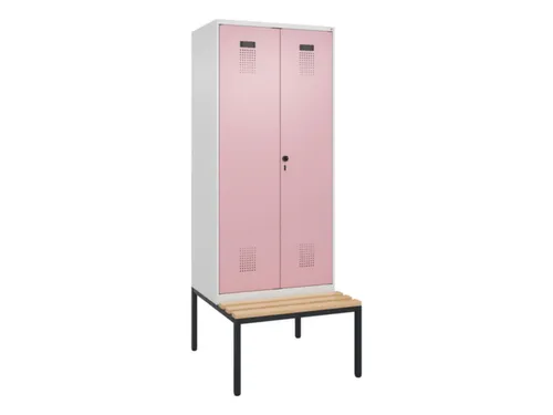 locker met bank,voor scheiding van kleding,HxBxD 2120x800x815mm,2vak