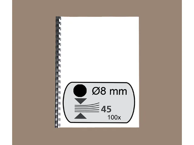 Bindrug Fellowes 8mm 21-rings A4 zwart 100stuks