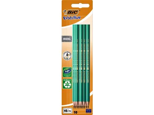 Potlood Bic Evolution ecolutions 655 zeshoekig HB blister à 10 stuks
