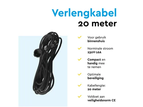 Verlengkabel BRASQ 20m zwart