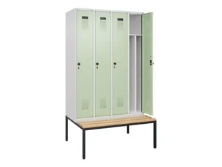 locker met bank,voor scheiding van kleding,HxBxD 2120x1200x815mm,4vak - 1