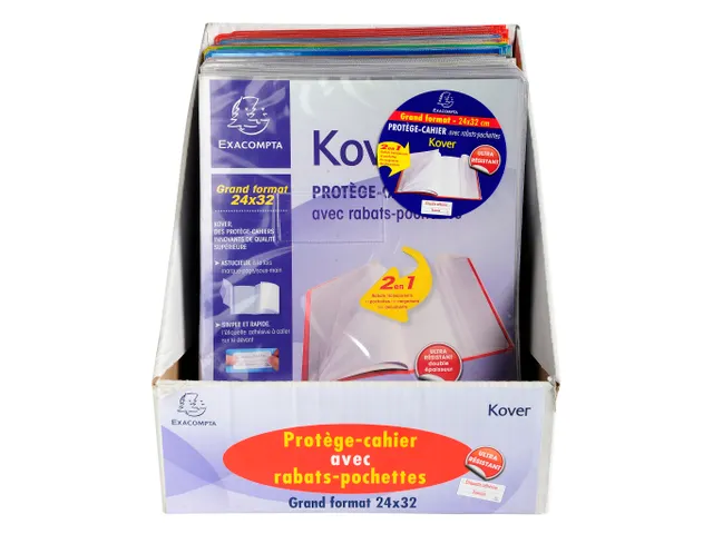 Protège-cahier translucide Kover - 24x32cm - Couleurs assorties