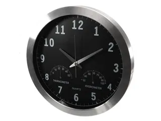 Aluminium Wandklok Met Thermometer & Hygrometer Ø 35,5cm cijfers - 2