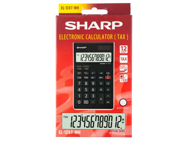 Calculator Sharp EL124TWH zwart-wit desk 12 digit