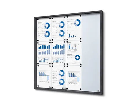 Vergrendelbaar notitiebord Indoor Slim 12xA4 Schuifdeuren Antraciet