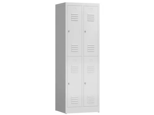 Dubbeldekse garderobekast 1800x590x500mm 2x2vak klink sokkel RAL7035