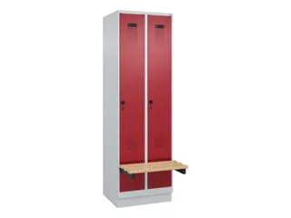 locker met bank,HxBxD 1950x600x815mm,2vak,vak B 300mm,draaigrendel - 2