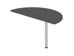 aanbouwtafel,i.h.v.,HxBxD 720-840x1200x600mm,halfrond,MS-donkergrijs