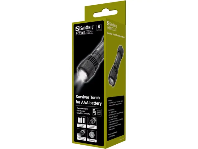 Sandberg Survivor Torch 421-07 3xAAA zwart