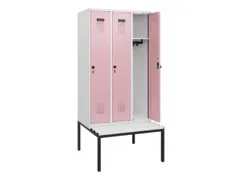 locker met bank,HxBxD 1950x900x815mm,3vak,vak B 300mm,draaigrendel