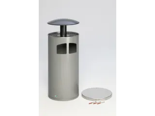 Combi-asbak H x Ø 1110x445mm 2inworpopeningen dak staal zilverkleurig - 1