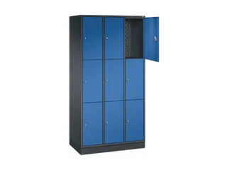 lockerkast,HxBxD 1950x920x500mm,3x3vakken,cil.-slot,sokkel - 1