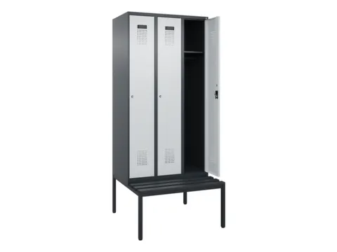 locker met bank,HxBxD 2120x900x815mm,3vak,vak B 300mm,cilinderslot