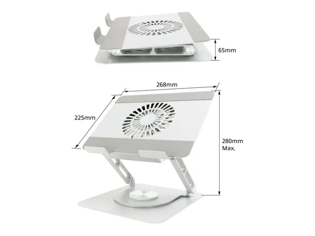 Laptopstandaard ACT 360 draaibaar met ventilator