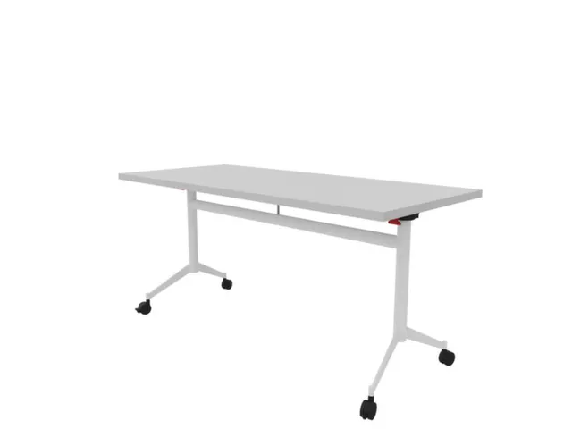 klaptafel,HxBxD 750x1600x700mm,hoekig,T-voet wit,ovale buis,blad grijs