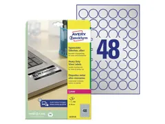 Etiket Avery L6129-20 rond 30mm zilver 960stuks