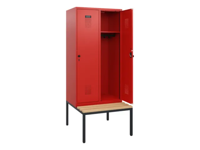 locker met bank,HxBxD 1950x800x815mm,2vak,vak B 400mm,draaigrendel