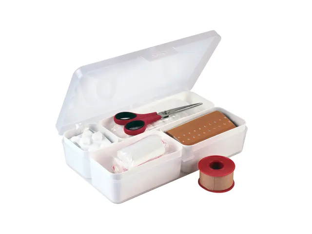 Q-line EHBO 4-vaks doos wit rood - 24,5x15x5,2cm