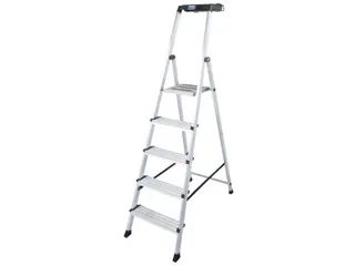 trapladder,eenzijdig,5treden,bordes m. antislip elementen,balk L 1,8m - 5