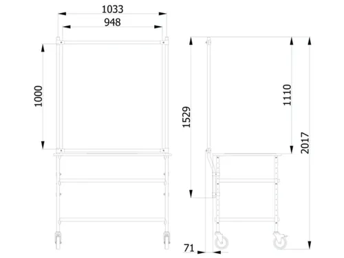 anti-speekselscherm,pvc-folie,glashelder,frame staal RAL5007