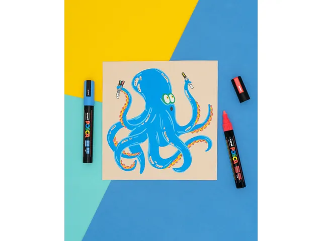 Verfstift Posca PC3M Fijne punt 0,9-1,3mm 4 stuks glitter kleuren warm