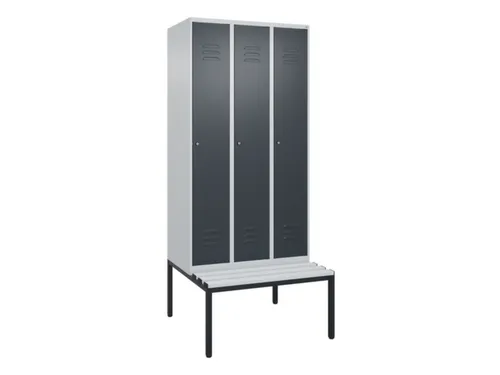 locker met bank,HxBxD 2120x900x815mm,3vak,vak B 300mm,cil.-slot
