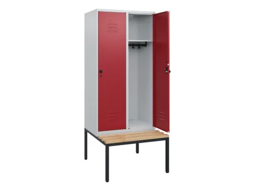 locker met bank,HxBxD 1950x800x815mm,2vak,vak B 400mm,draaigrendel